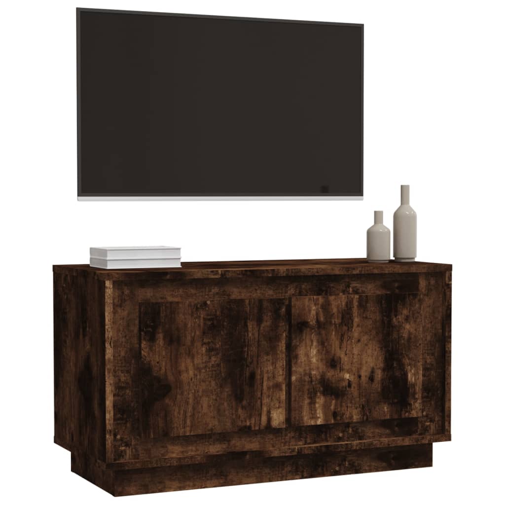Meuble TV chêne fumé 80x35x45 cm bois d'ingénierie - XIOS