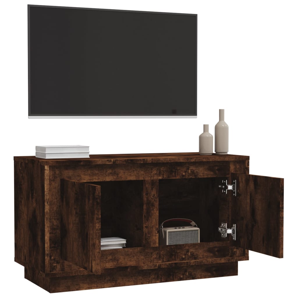 Meuble TV chêne fumé 80x35x45 cm bois d'ingénierie - XIOS