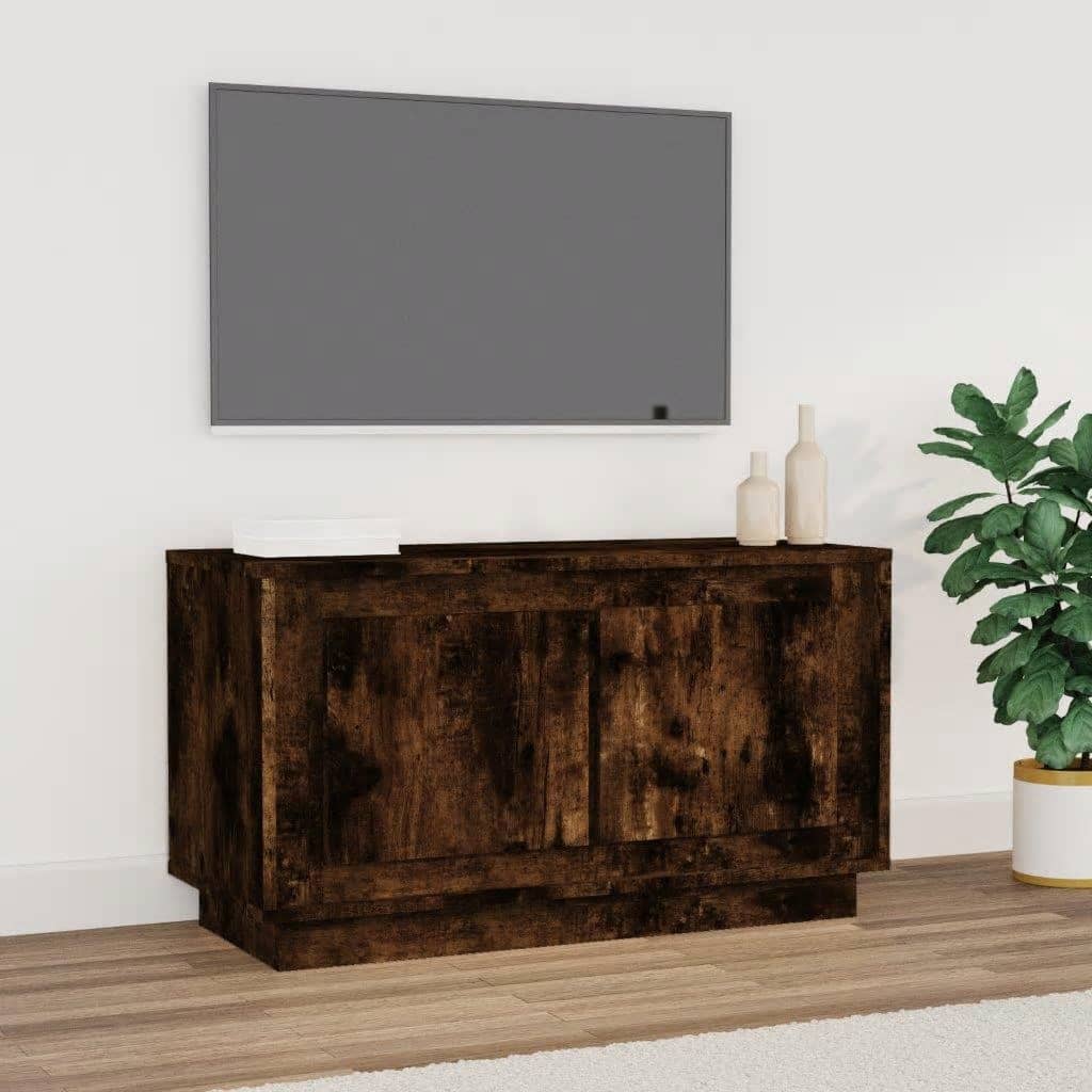 Meuble TV chêne fumé 80x35x45 cm bois d'ingénierie - XIOS