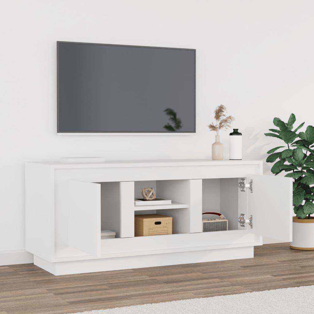 Meuble TV blanc 102x35x45 cm bois d'ingénierie - XIOS