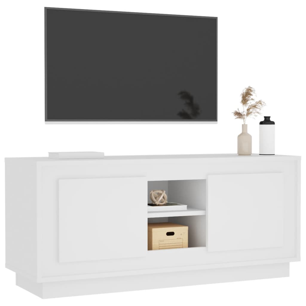 Meuble TV blanc 102x35x45 cm bois d'ingénierie - XIOS