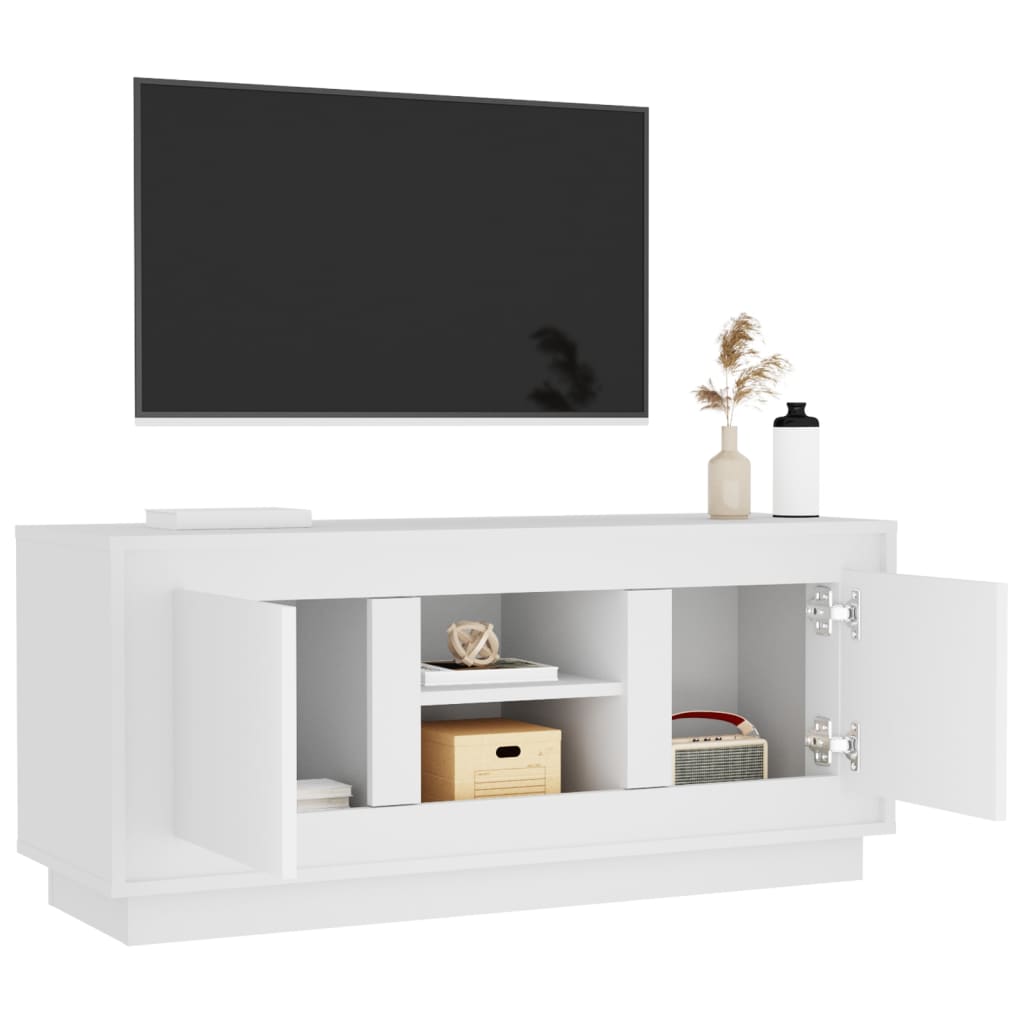 Meuble TV blanc 102x35x45 cm bois d'ingénierie - XIOS