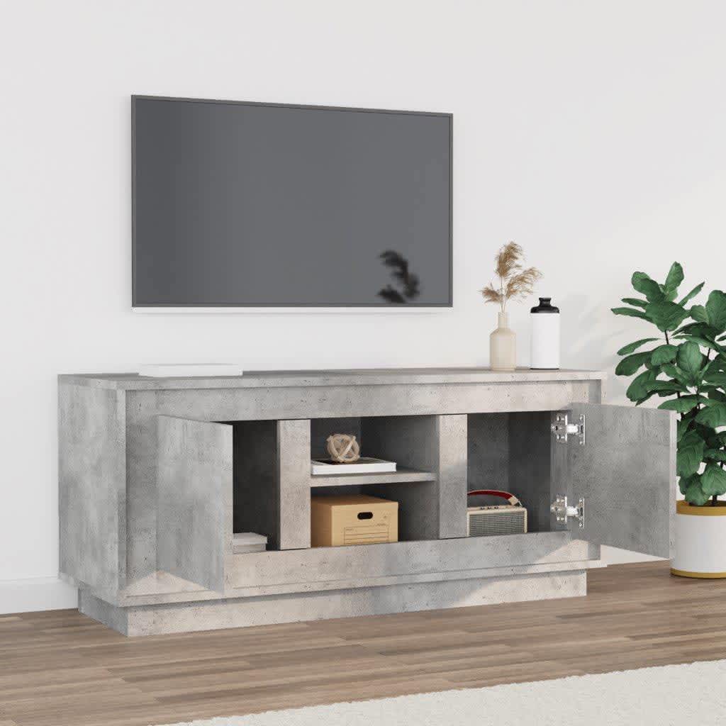 Meuble TV gris béton 102x35x45 cm bois d'ingénierie - XIOS