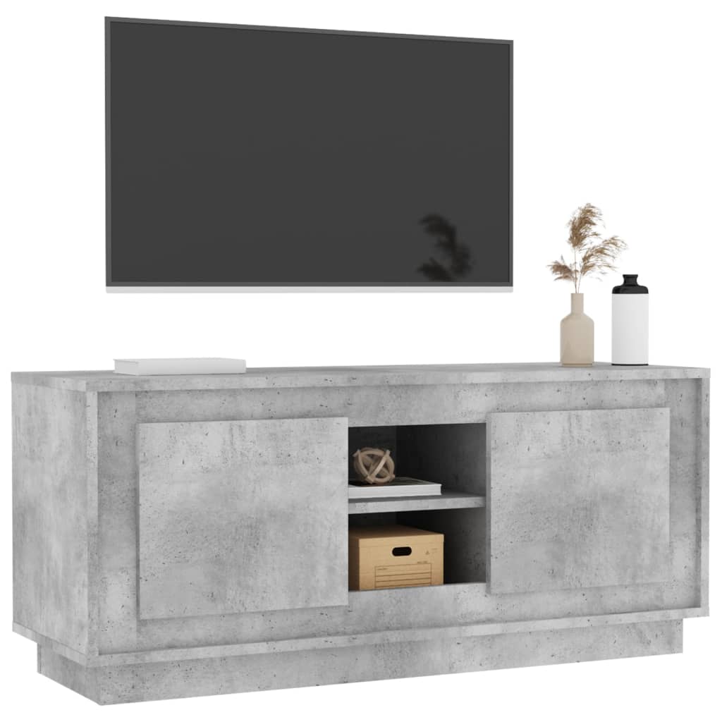 Meuble TV gris béton 102x35x45 cm bois d'ingénierie - XIOS