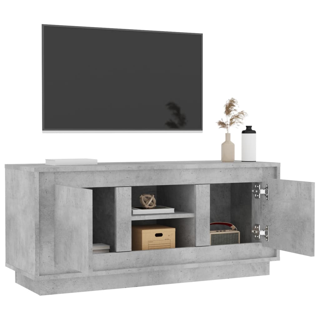 Meuble TV gris béton 102x35x45 cm bois d'ingénierie - XIOS
