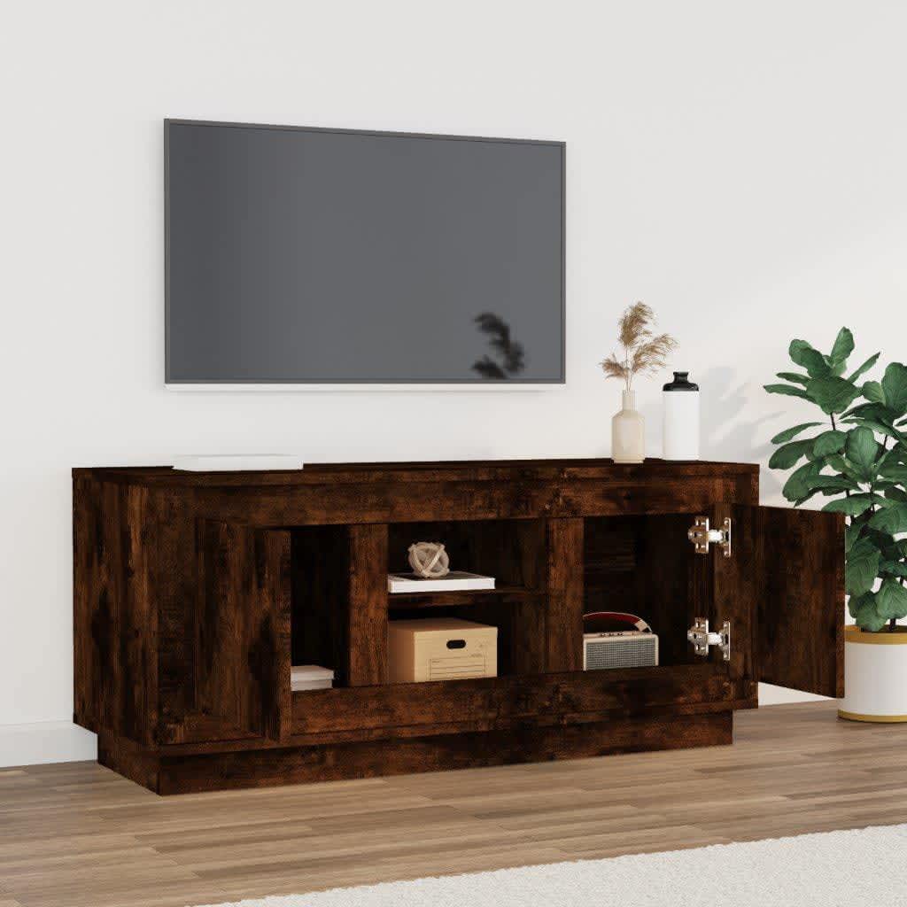 Meuble TV chêne fumé 102x35x45 cm bois d'ingénierie - XIOS