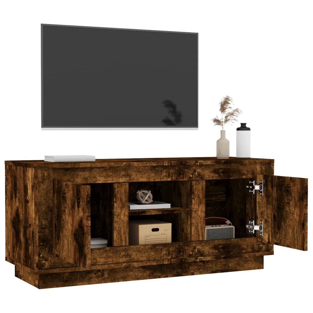 Meuble TV chêne fumé 102x35x45 cm bois d'ingénierie - XIOS