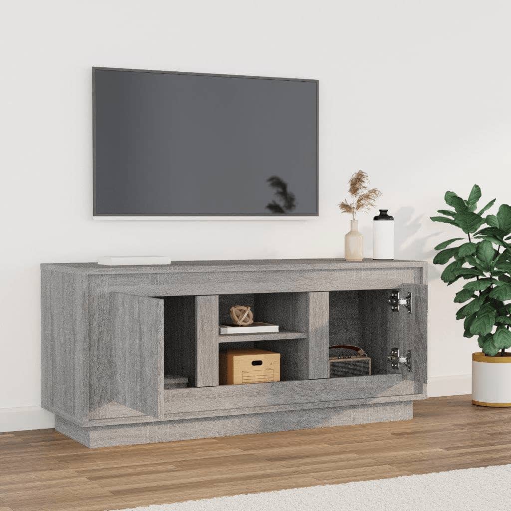 Meuble TV sonoma gris 102x35x45 cm bois d'ingénierie - XIOS