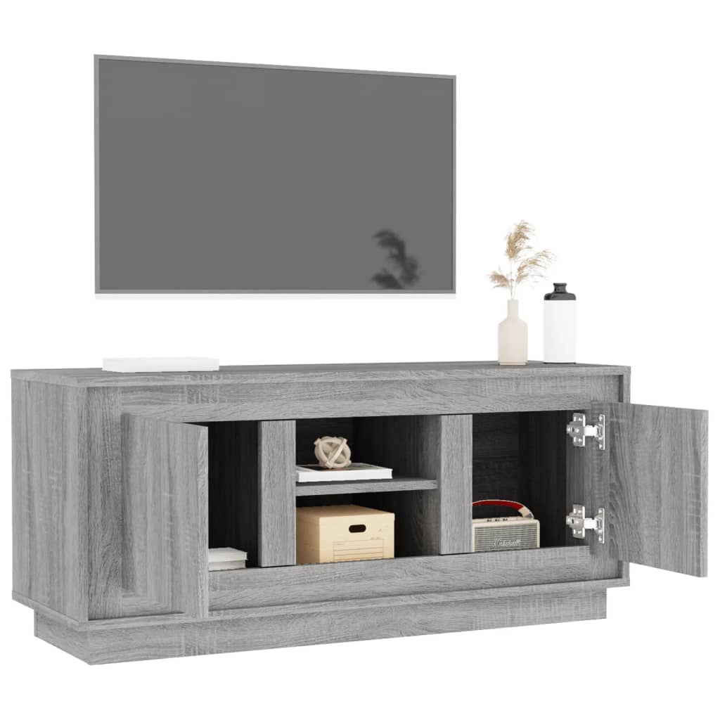 Meuble TV sonoma gris 102x35x45 cm bois d'ingénierie - XIOS