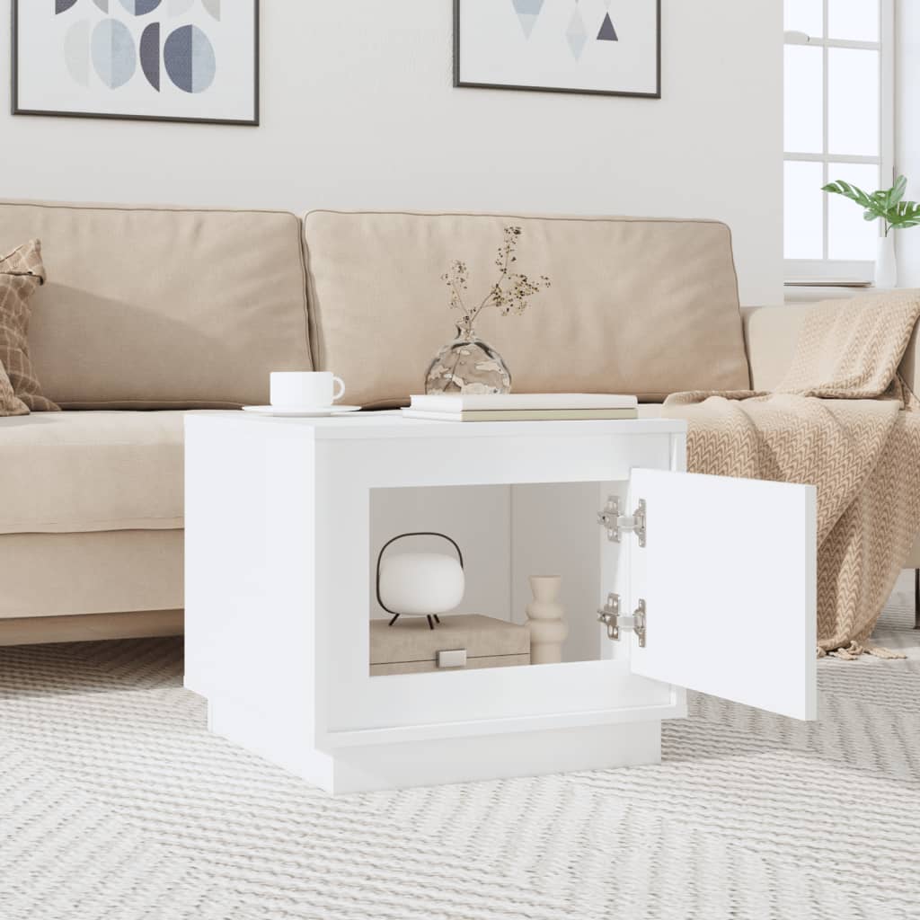 Table basse blanc 51x50x44 cm bois d'ingénierie - XIOS