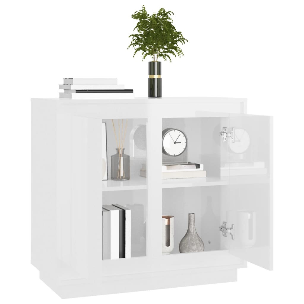 Buffet blanc brillant 80x34x75 cm bois d'ingénierie - XIOS