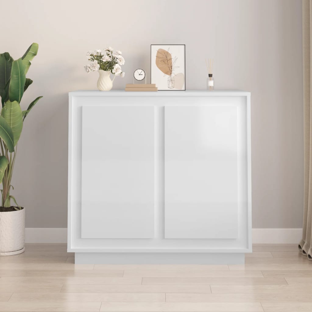 Buffet blanc brillant 80x34x75 cm bois d'ingénierie - XIOS