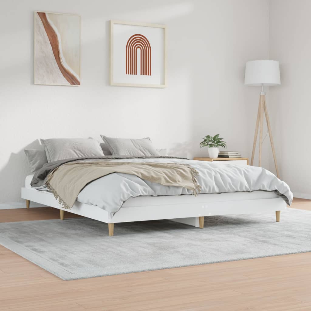 Cadre de lit sans matelas blanc 200x200 cm bois d'ingénierie - XIOS