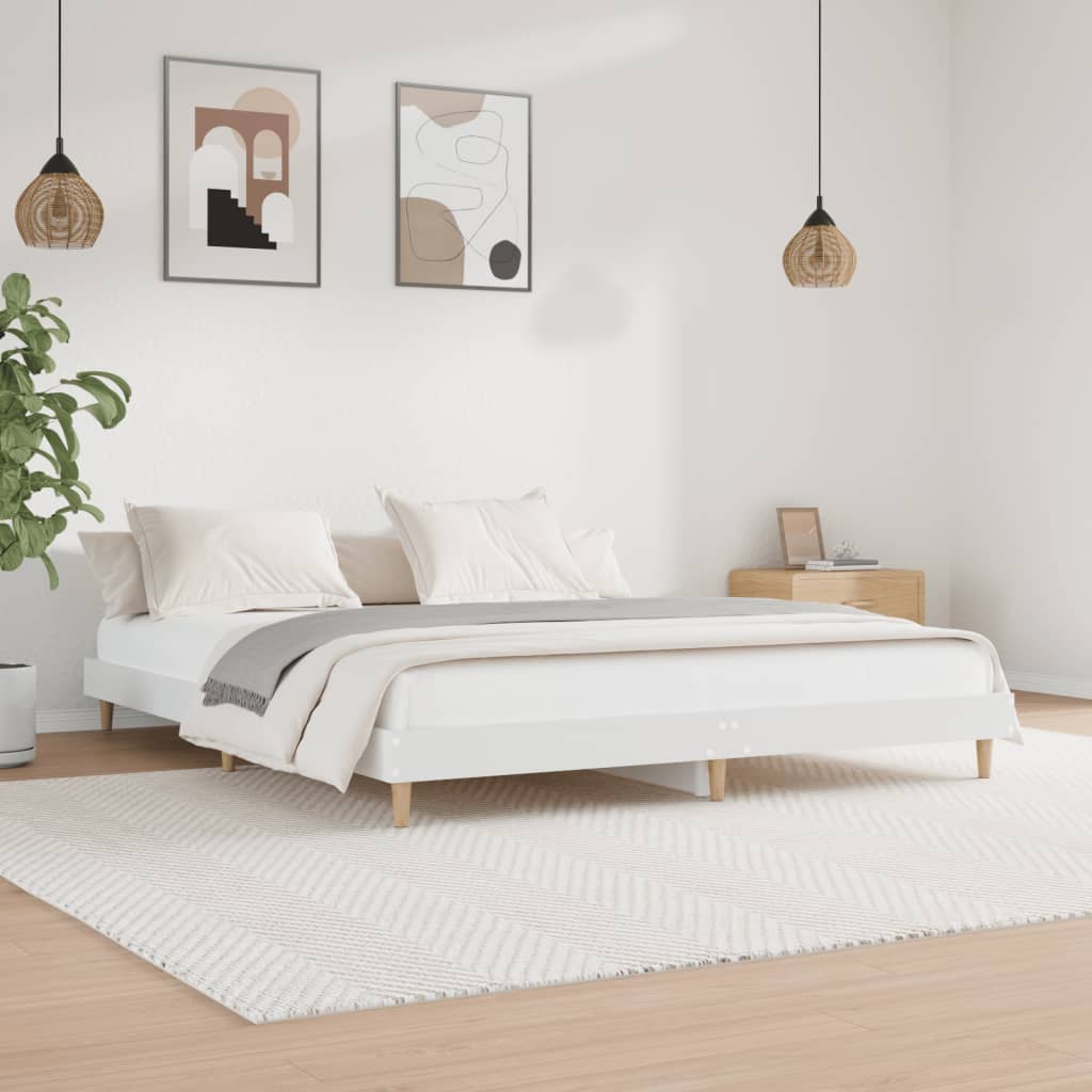 Cadre de lit sans matelas blanc 200x200 cm bois d'ingénierie - XIOS