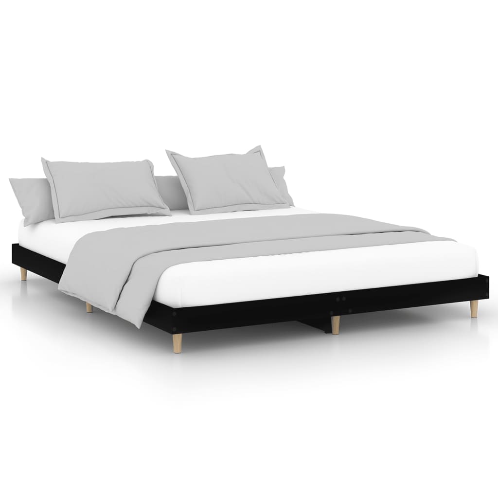 Cadre de lit sans matelas noir 200x200 cm bois d'ingénierie - XIOS