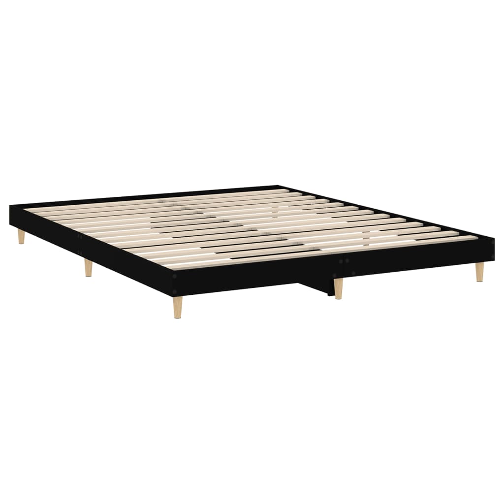 Cadre de lit sans matelas noir 200x200 cm bois d'ingénierie - XIOS