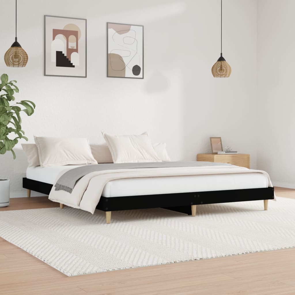 Cadre de lit sans matelas noir 200x200 cm bois d'ingénierie - XIOS
