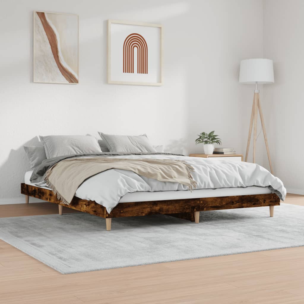 Cadre de lit sans matelas chêne fumé 200x200 cm bois ingénierie - XIOS