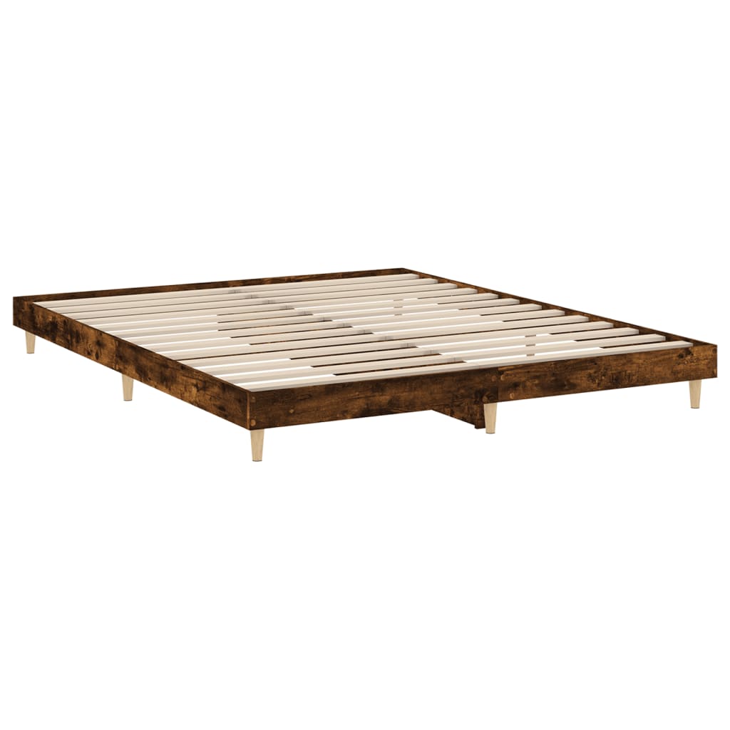 Cadre de lit sans matelas chêne fumé 200x200 cm bois ingénierie - XIOS