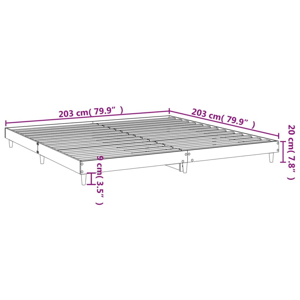 Cadre de lit sans matelas chêne fumé 200x200 cm bois ingénierie - XIOS