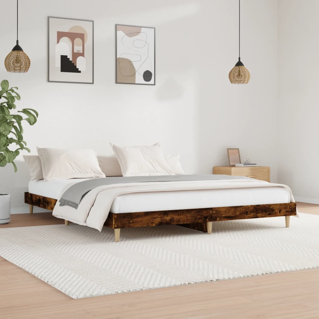 Cadre de lit sans matelas chêne fumé 200x200 cm bois ingénierie - XIOS