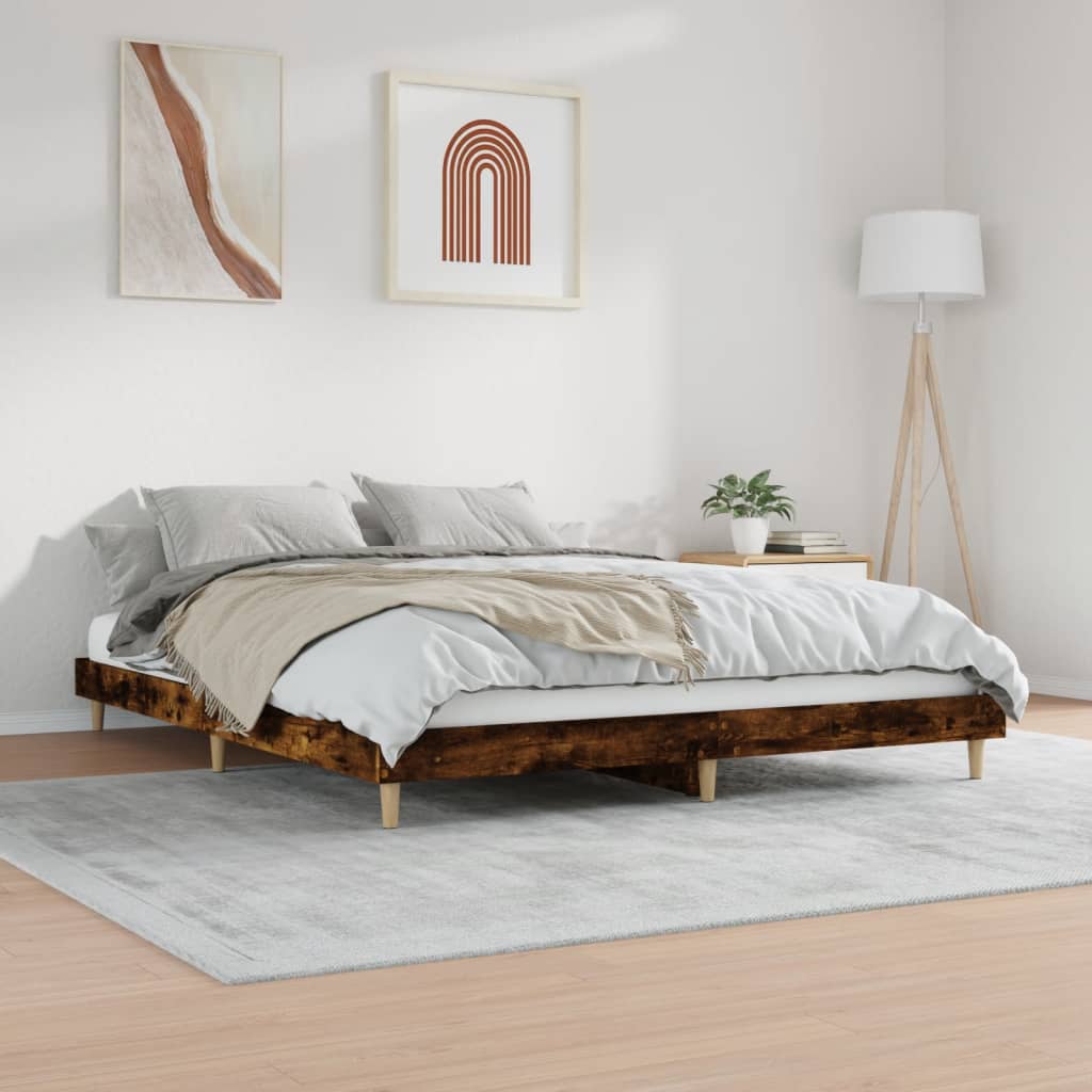 Cadre de lit sans matelas chêne fumé 140x200 cm bois ingénierie - XIOS