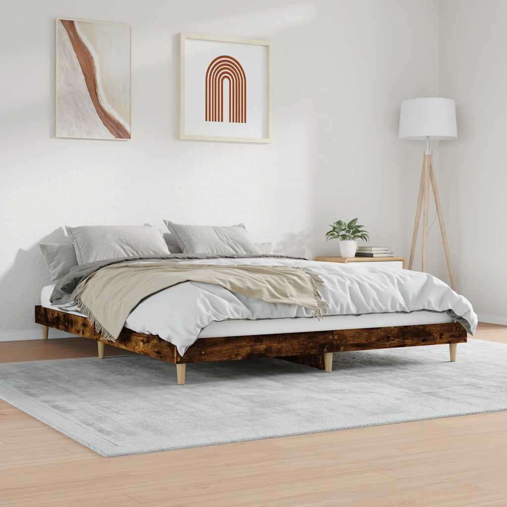 Cadre de lit sans matelas chêne fumé 120x200 cm bois ingénierie - XIOS