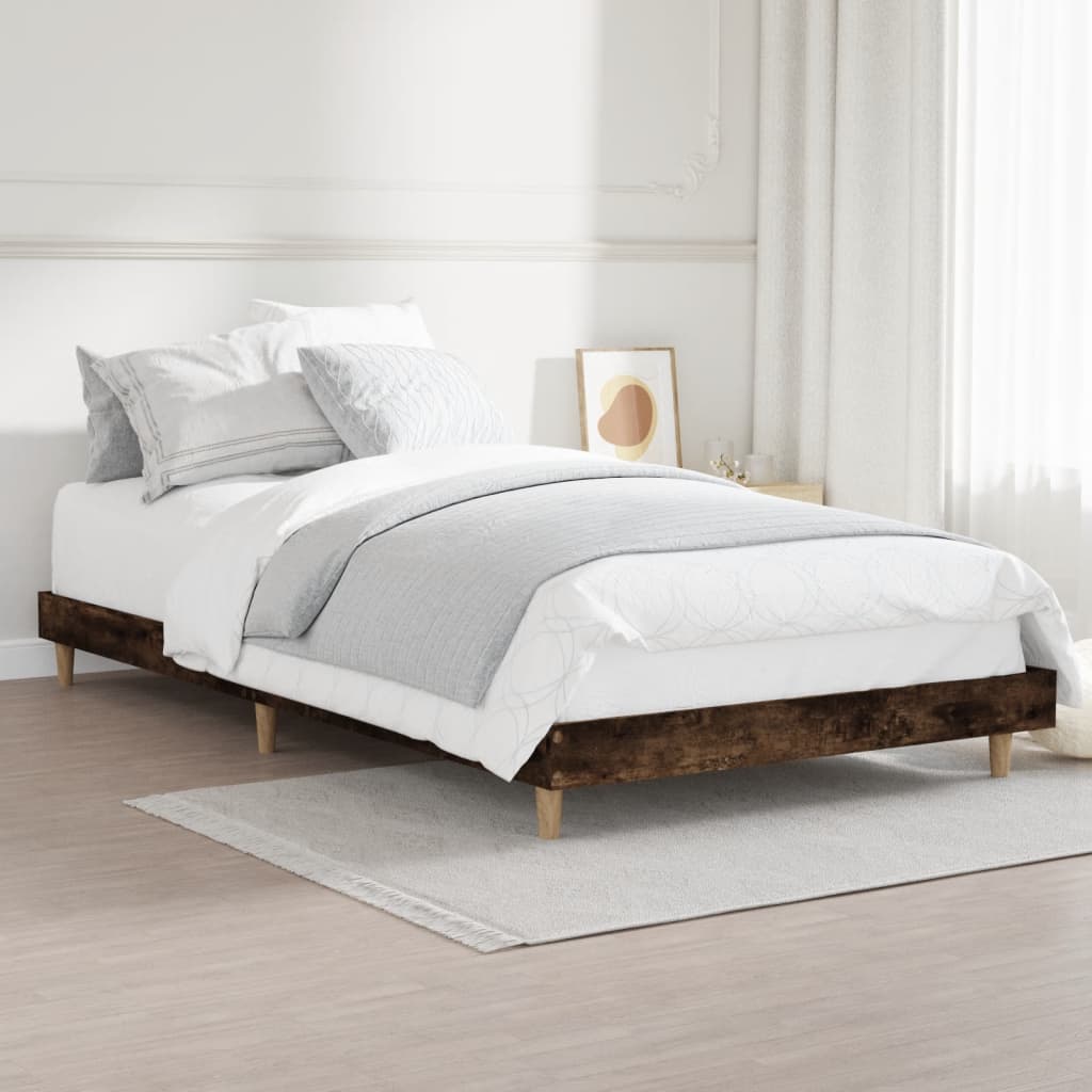 Cadre de lit sans matelas chêne fumé 90x200cm bois d'ingénierie - XIOS
