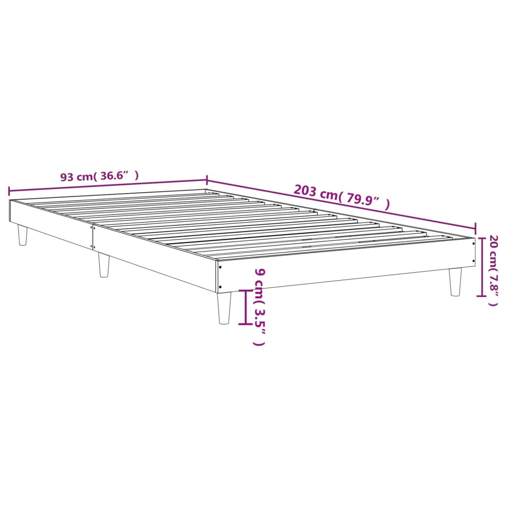 Cadre de lit sans matelas chêne fumé 90x200cm bois d'ingénierie - XIOS