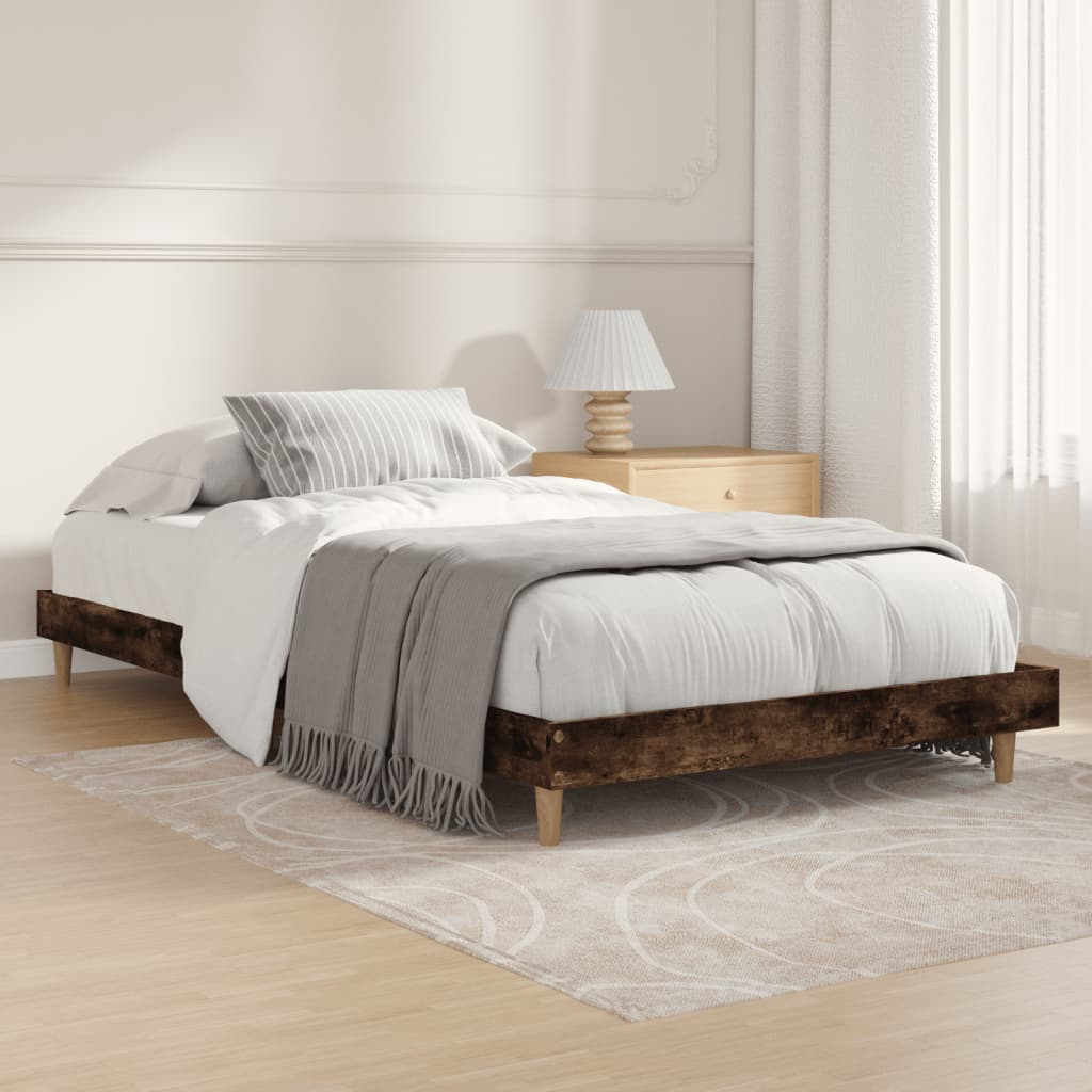 Cadre de lit sans matelas chêne fumé 90x200cm bois d'ingénierie - XIOS