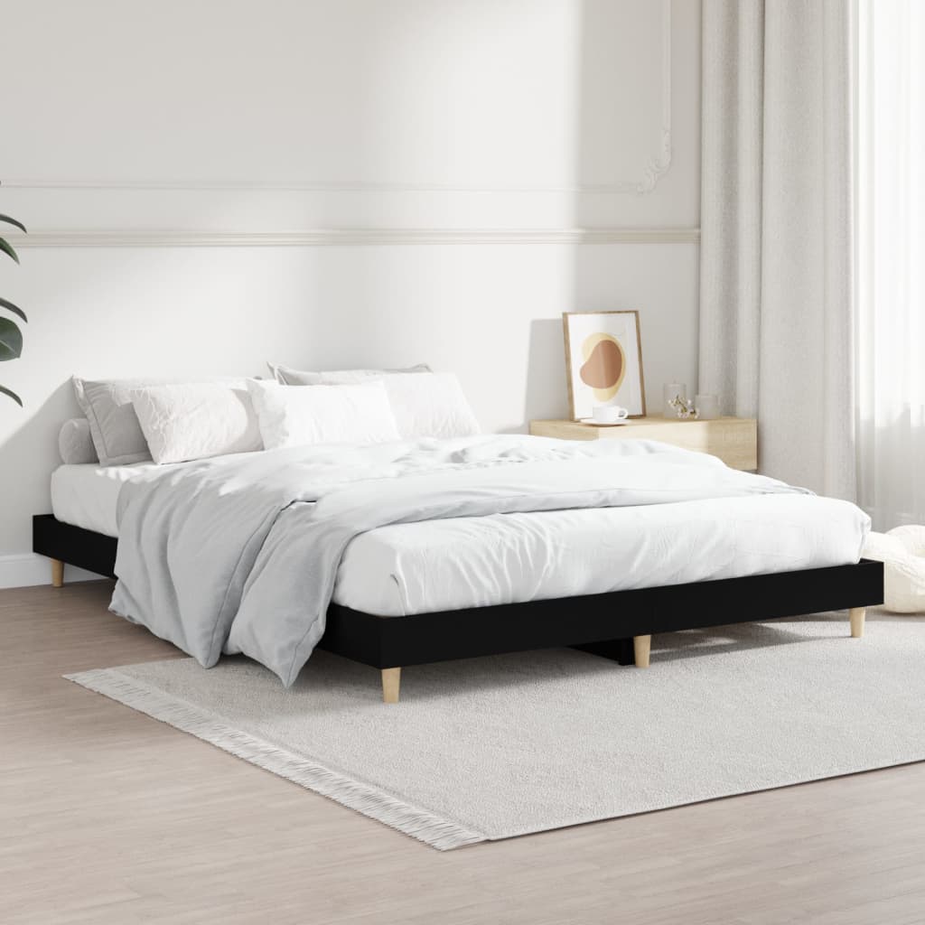 Cadre de lit sans matelas noir 140x190 cm bois d'ingénierie - XIOS