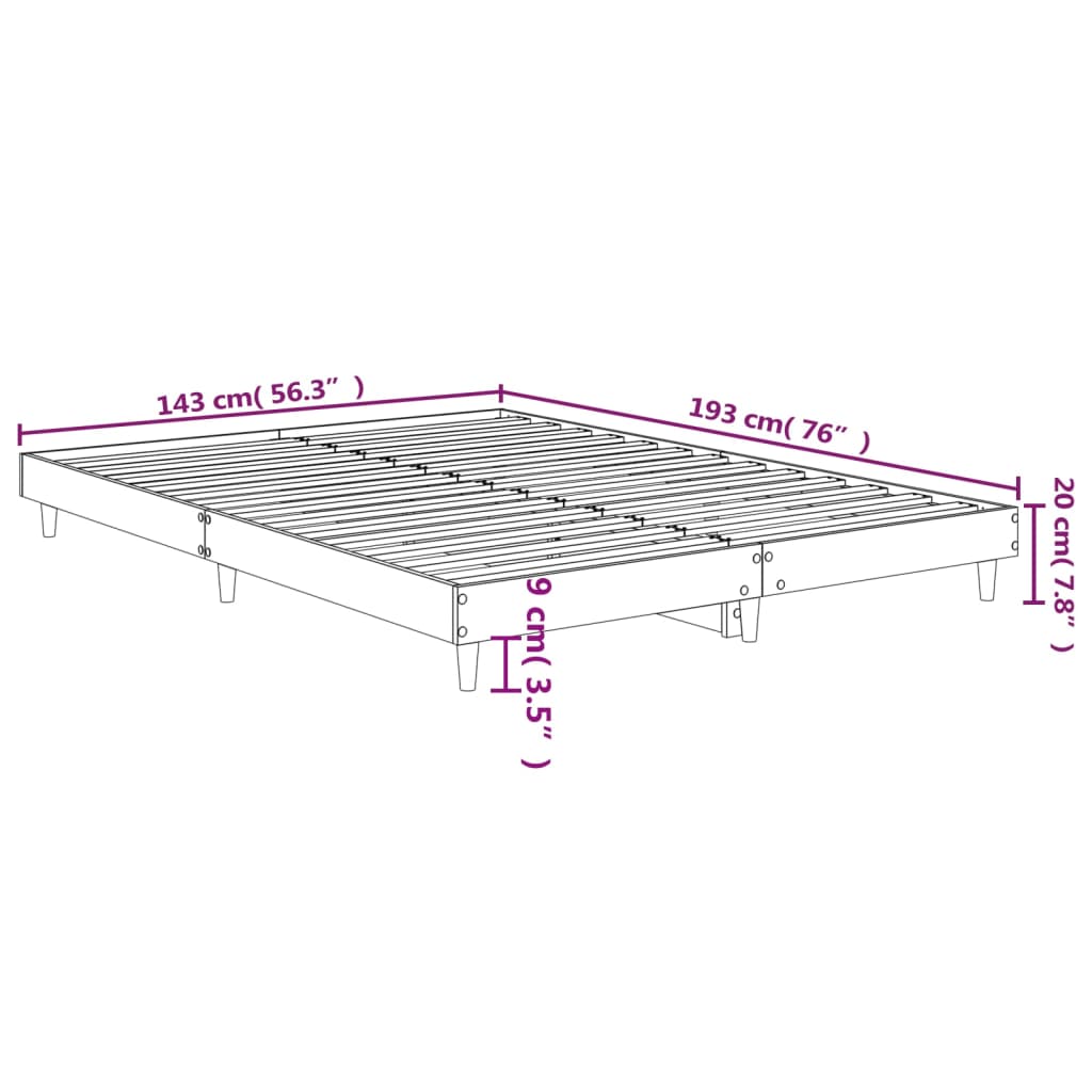 Cadre de lit sans matelas noir 140x190 cm bois d'ingénierie - XIOS
