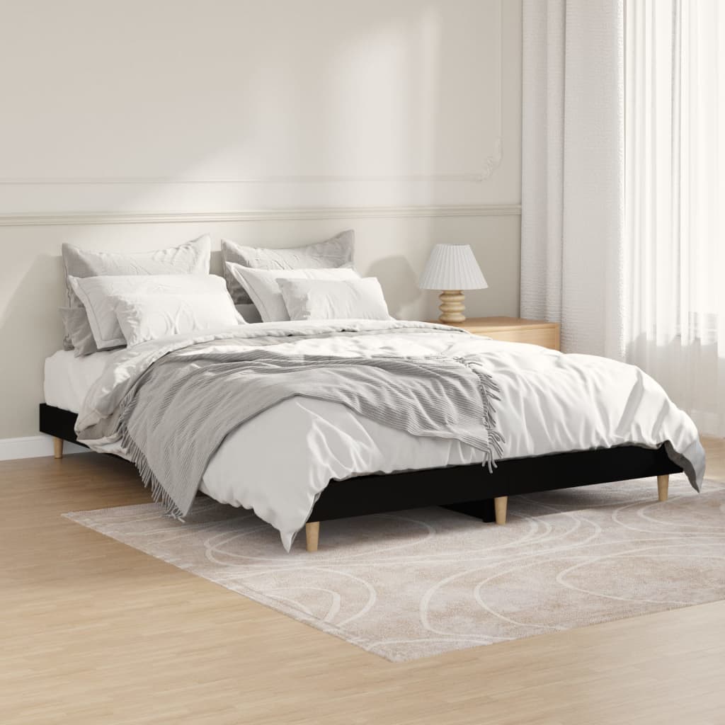 Cadre de lit sans matelas noir 140x190 cm bois d'ingénierie - XIOS