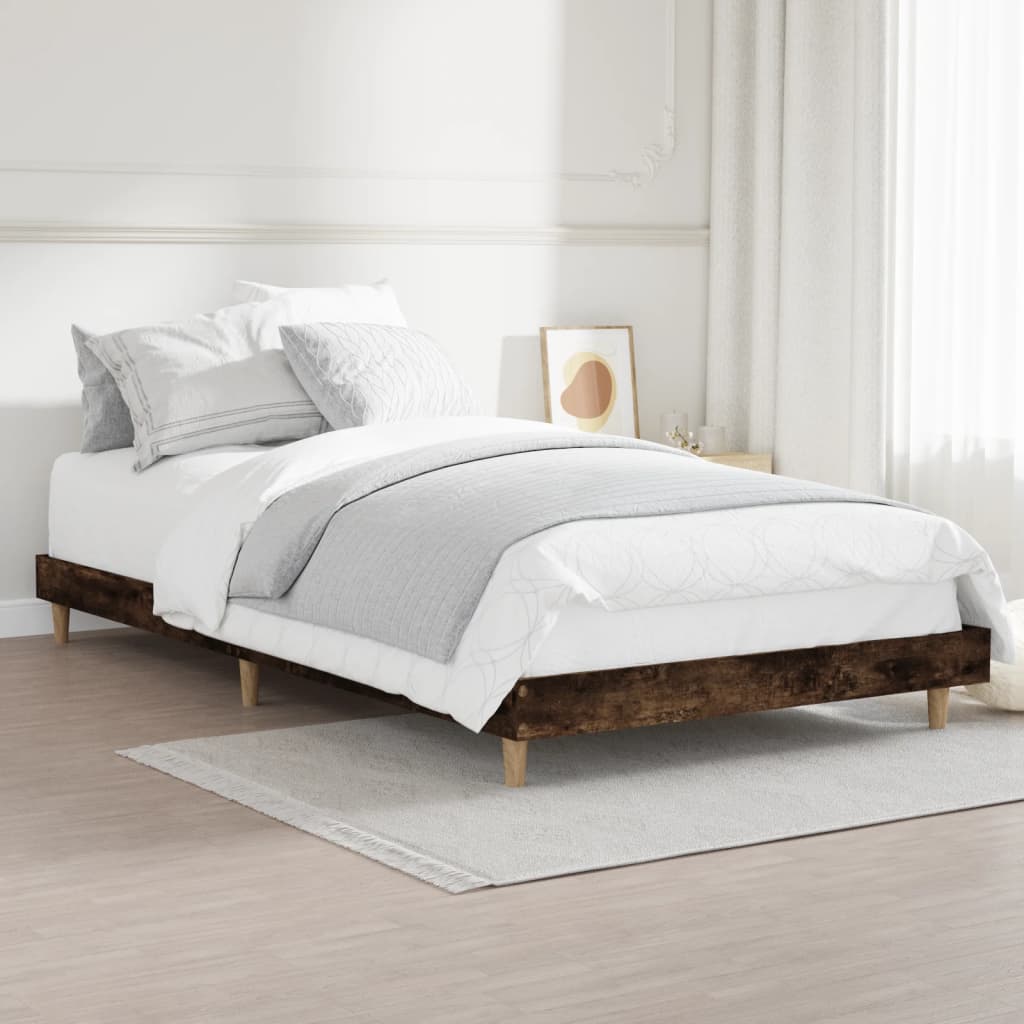 Cadre de lit sans matelas chêne fumé 90x190cm bois d'ingénierie - XIOS