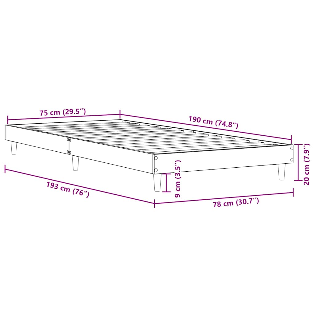 Cadre de lit sans matelas chêne sonoma 75x190 cm - XIOS