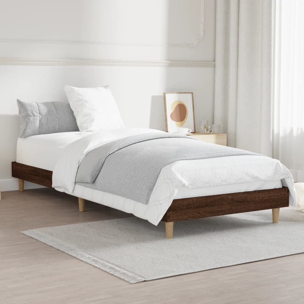 Cadre de lit sans matelas chêne marron 75x190cm bois ingénierie - XIOS