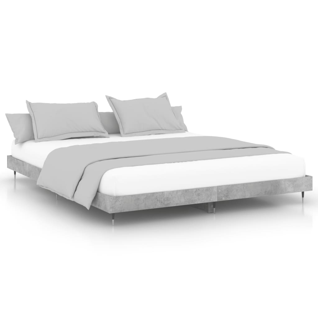 Cadre de lit sans matelas gris béton 200x200 cm - XIOS