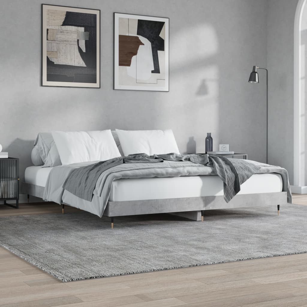 Cadre de lit sans matelas gris béton 200x200 cm - XIOS