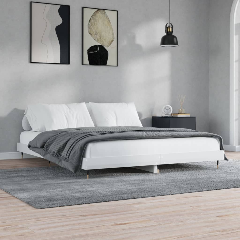 Cadre de lit sans matelas blanc brillant 160x200 cm - XIOS