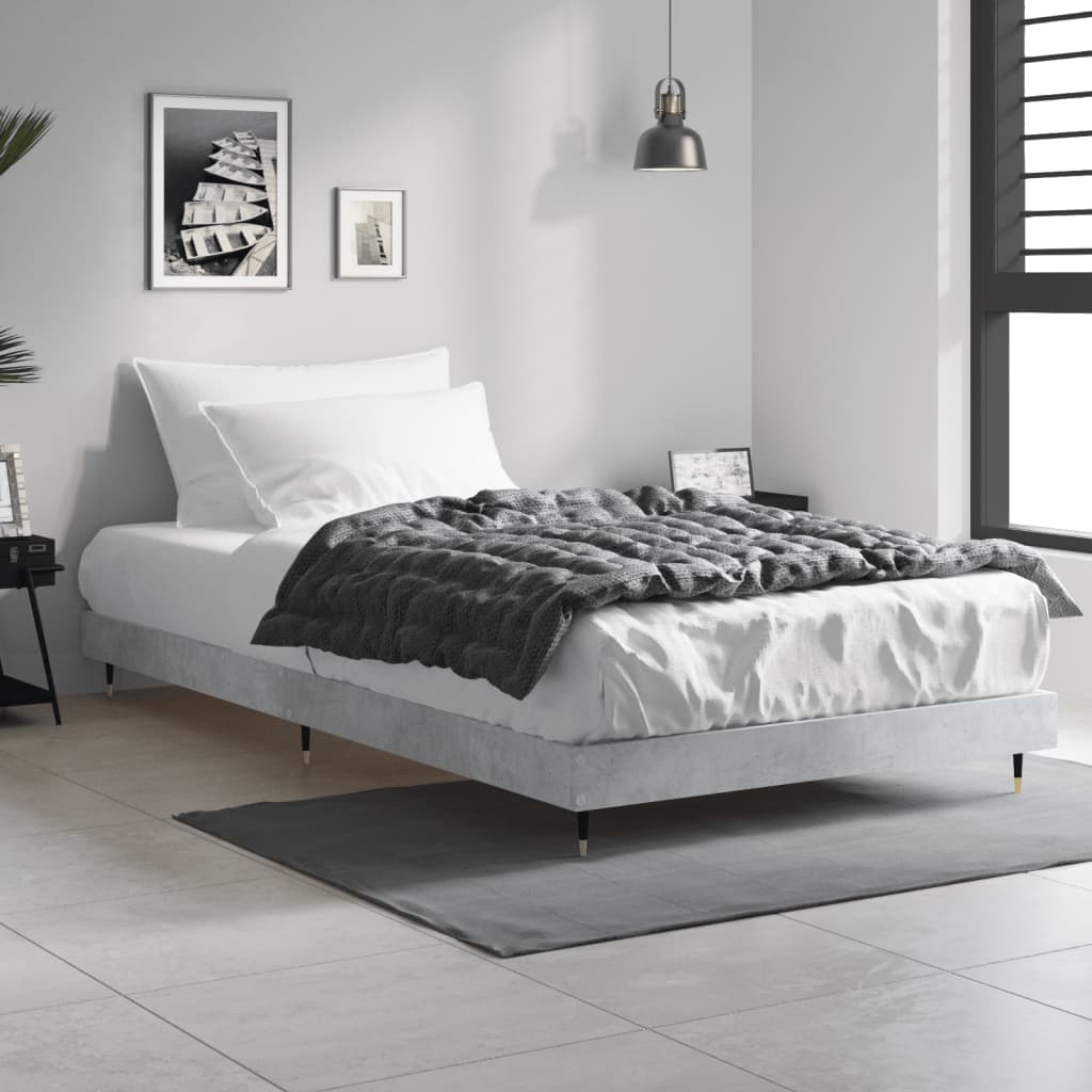 Cadre de lit sans matelas gris béton 100x200 cm - XIOS