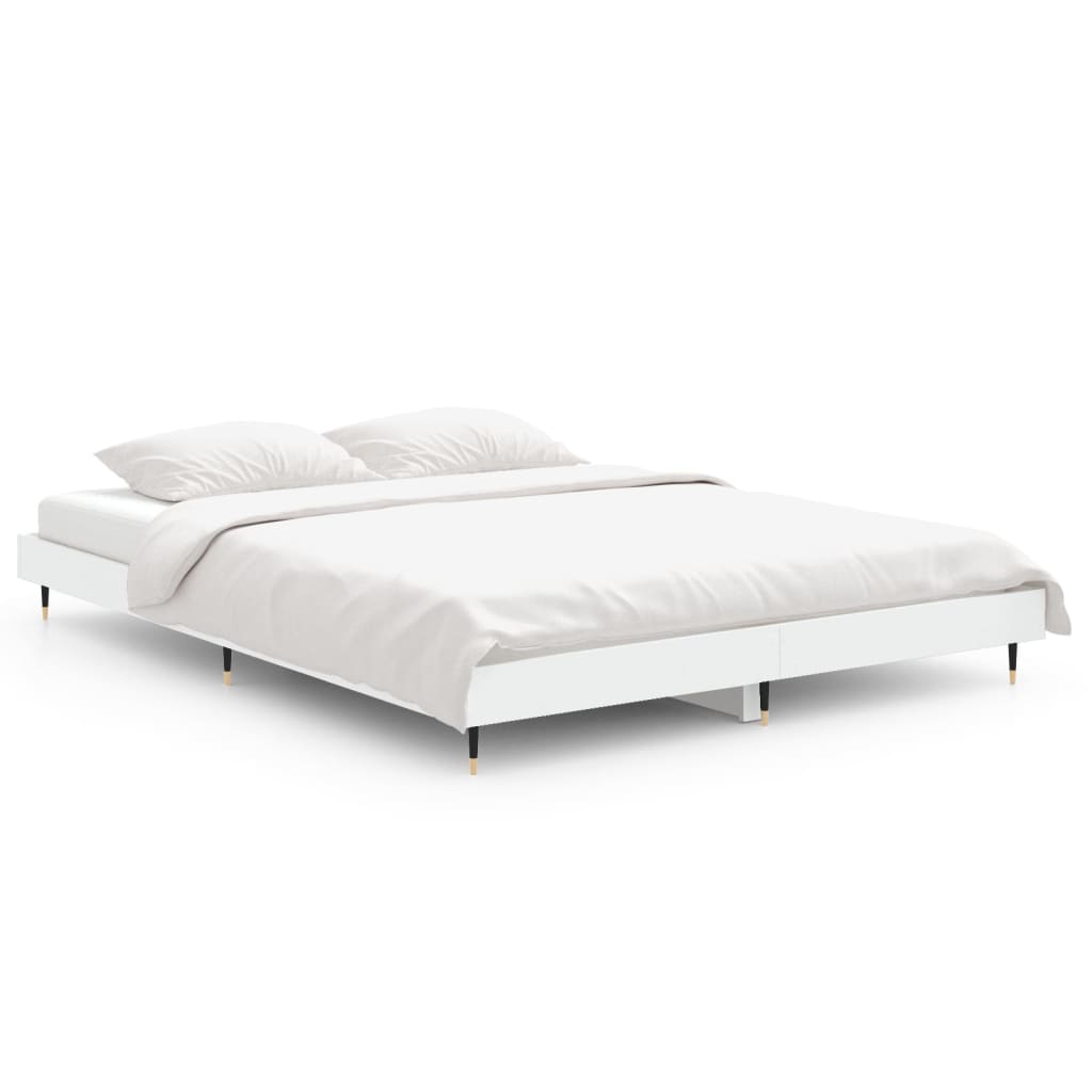 Cadre de lit sans matelas blanc 135x190 cm bois d'ingénierie - XIOS