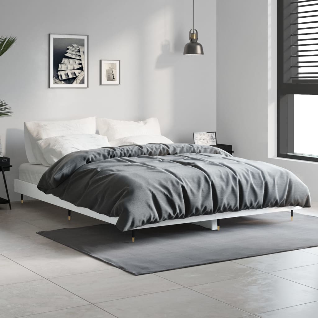 Cadre de lit sans matelas blanc 135x190 cm bois d'ingénierie - XIOS