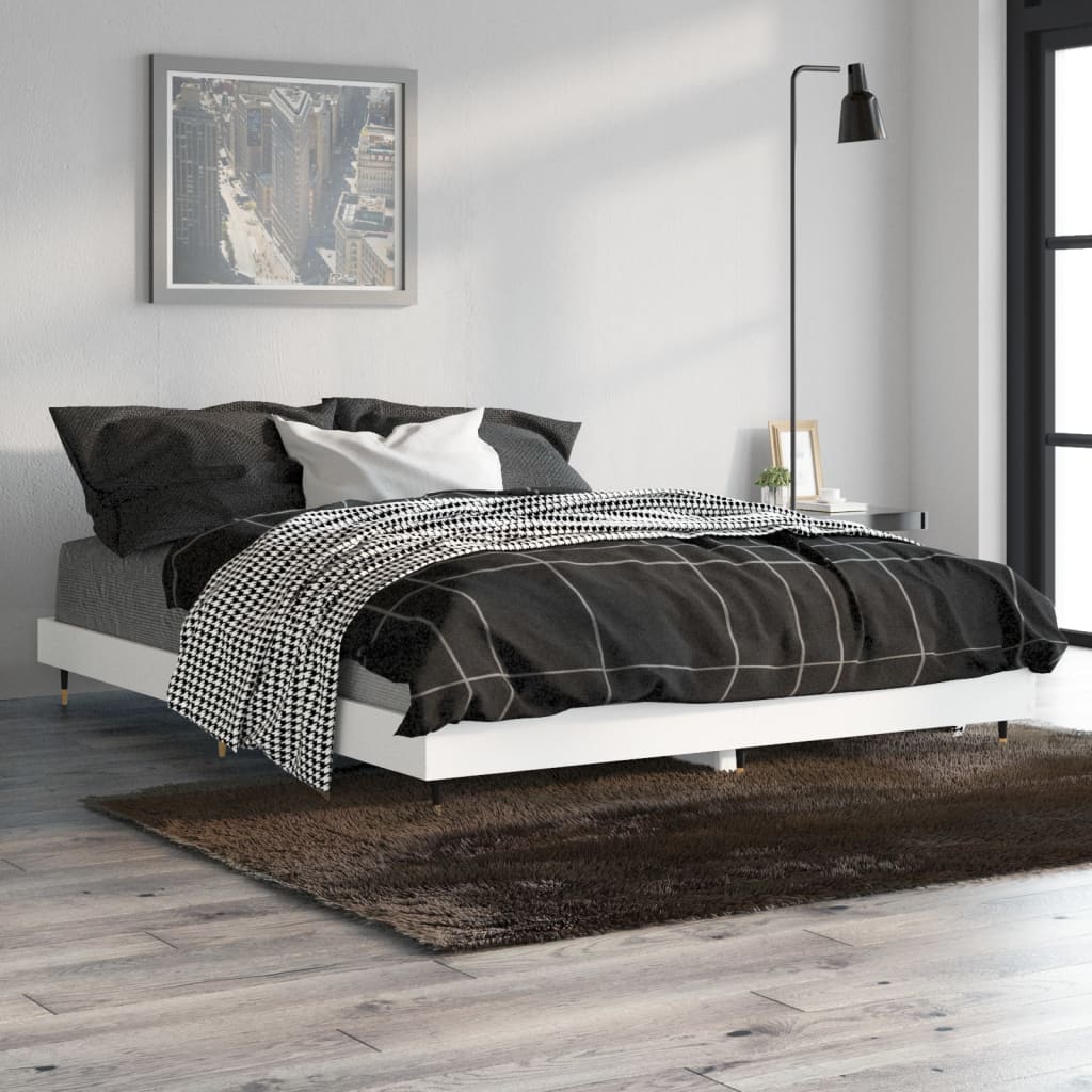Cadre de lit sans matelas blanc 135x190 cm bois d'ingénierie - XIOS