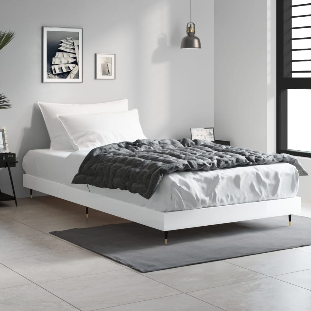 Cadre de lit sans matelas blanc brillant 90x190 cm - XIOS