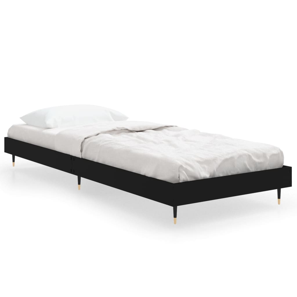 Cadre de lit sans matelas noir 75x190 cm bois ingénierie - XIOS