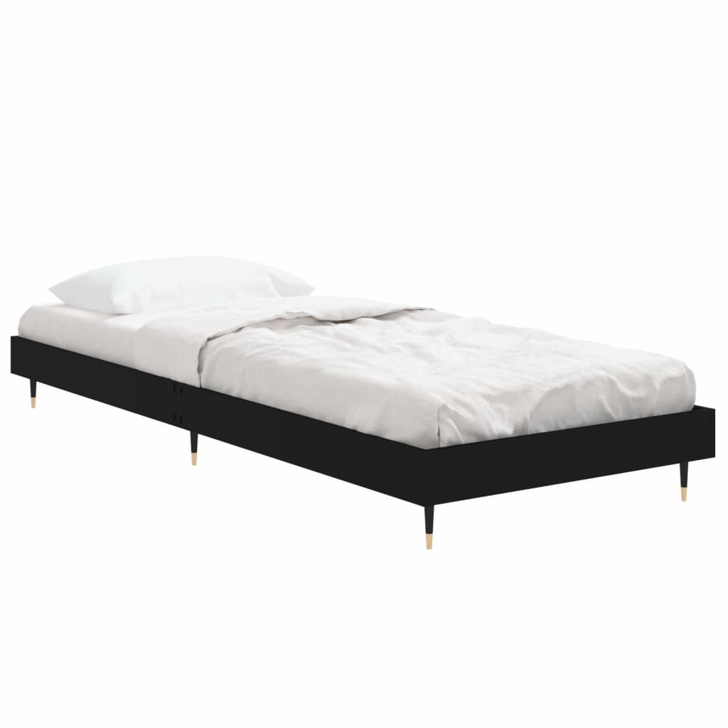 Cadre de lit sans matelas noir 75x190 cm bois ingénierie - XIOS