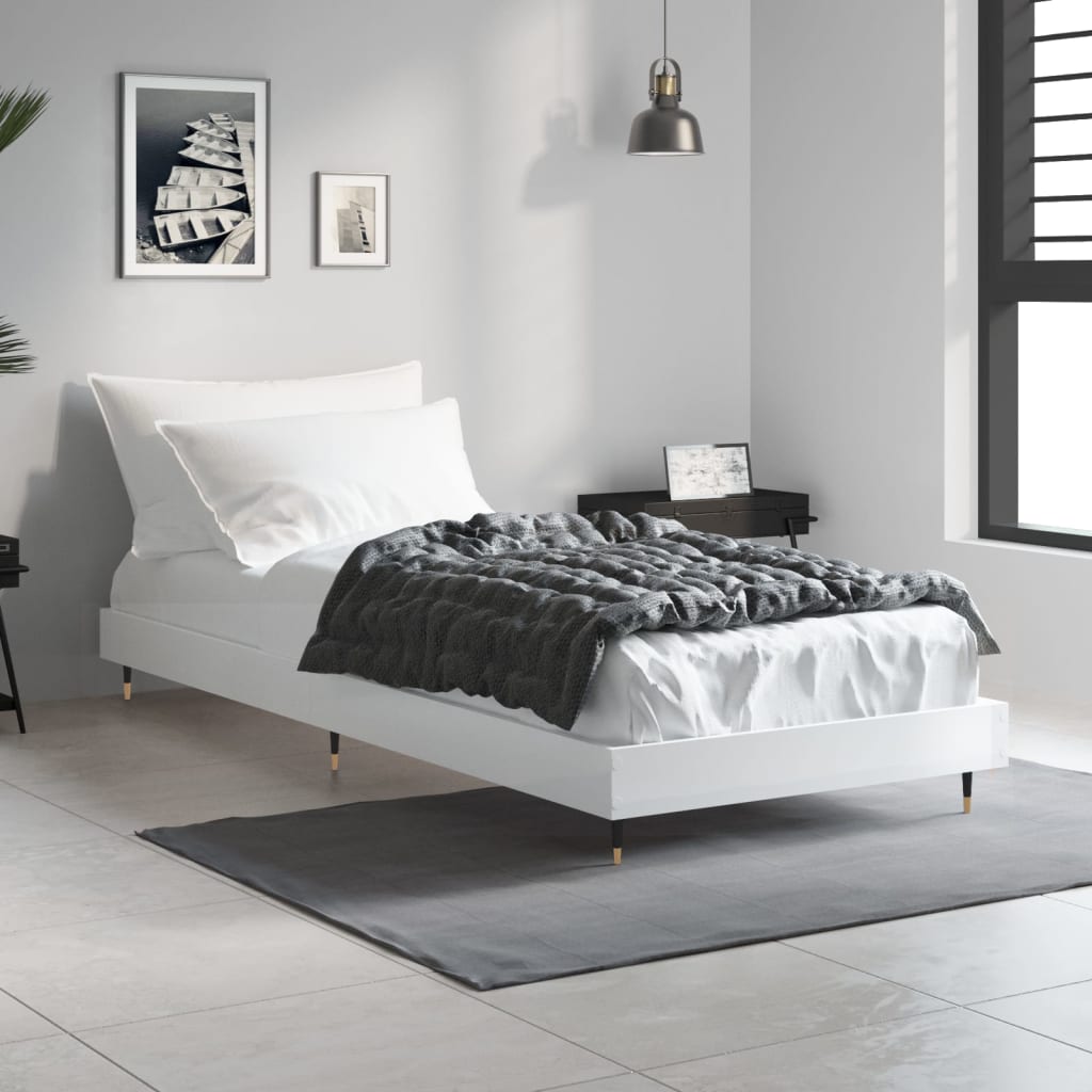 Cadre de lit sans matelas blanc brillant 75x190 cm - XIOS