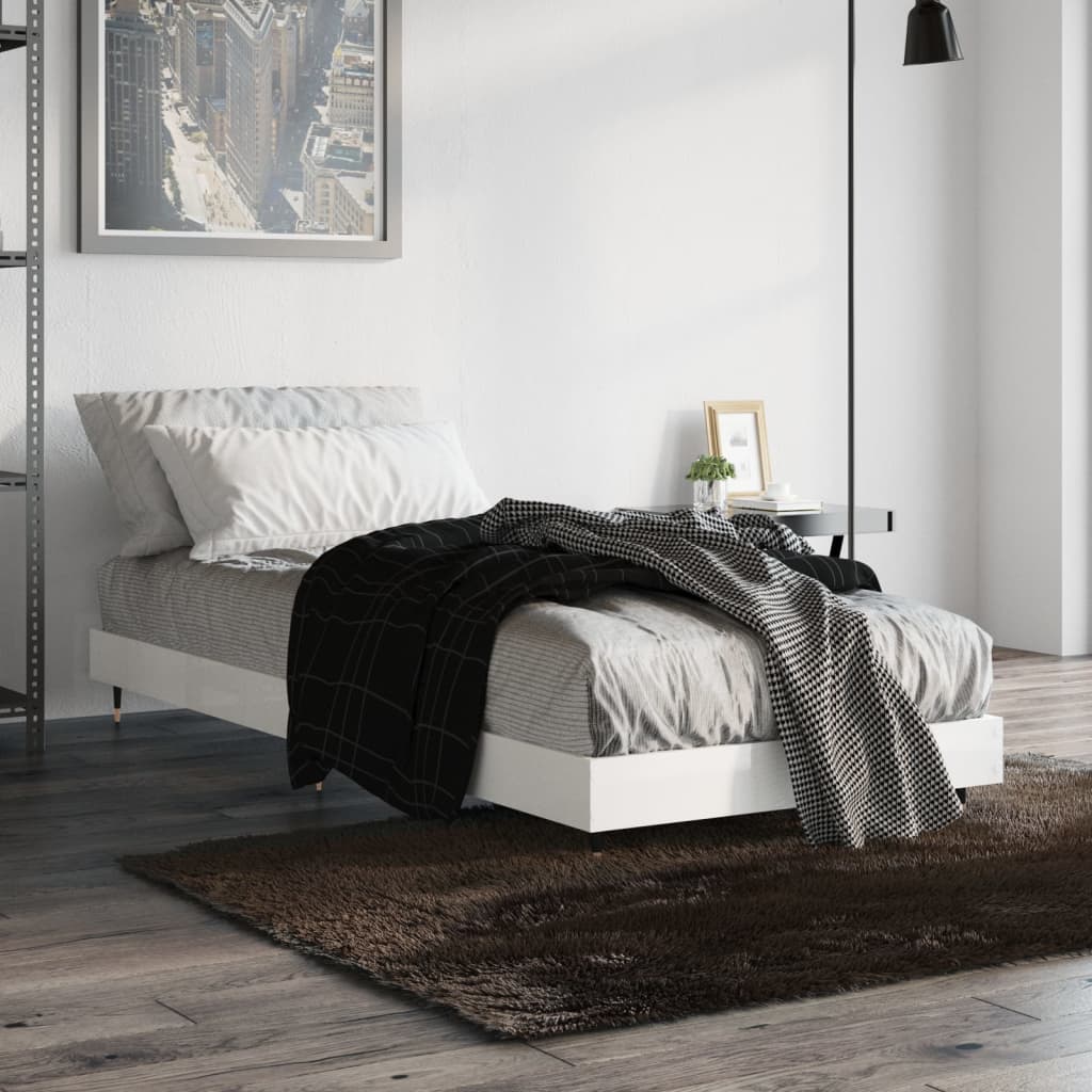 Cadre de lit sans matelas blanc brillant 75x190 cm - XIOS