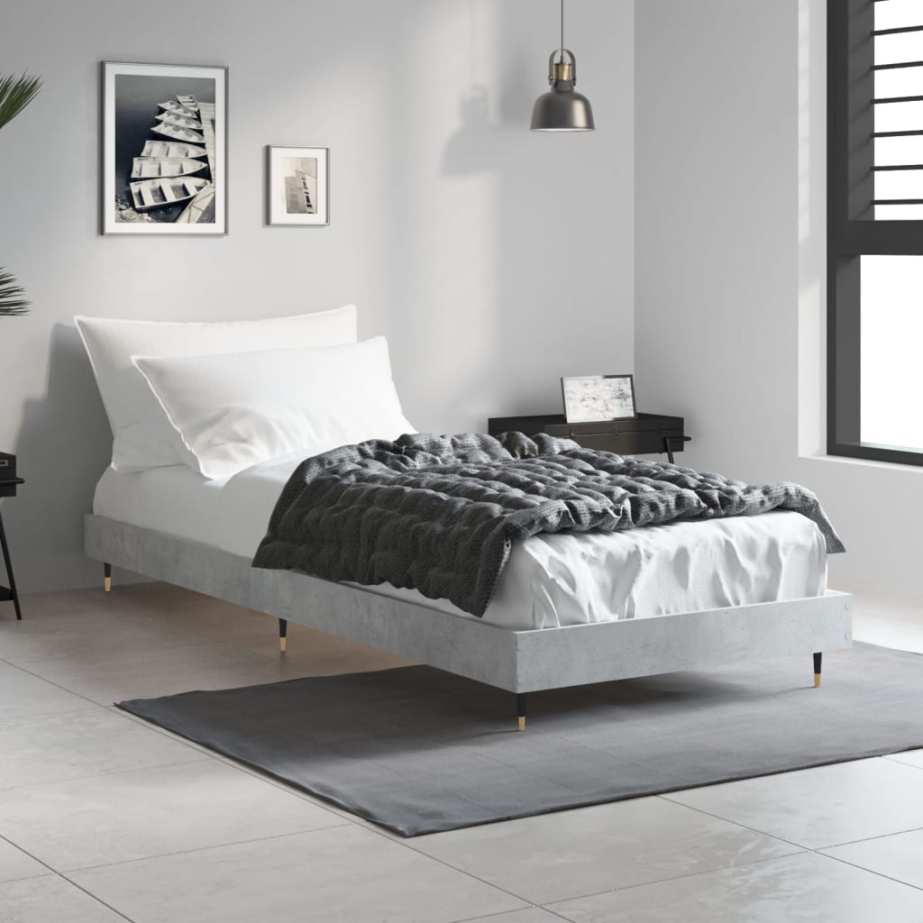 Cadre de lit sans matelas gris béton 75x190 cm - XIOS