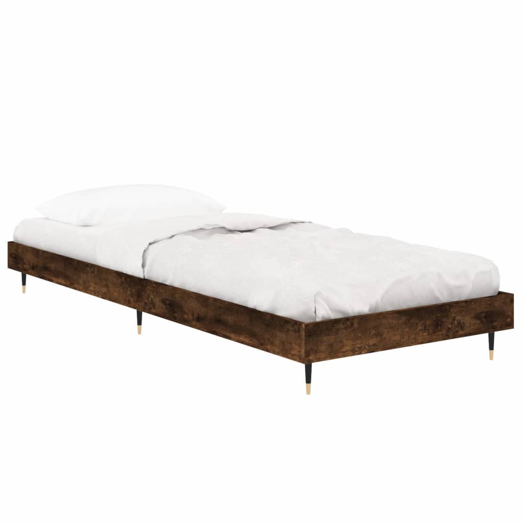 Cadre de lit sans matelas chêne fumé 75x190cm bois d'ingénierie - XIOS